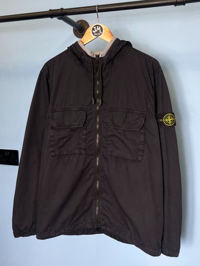 XL Stone Island Navy Blue Hooded Cargo Overshirt Jacket